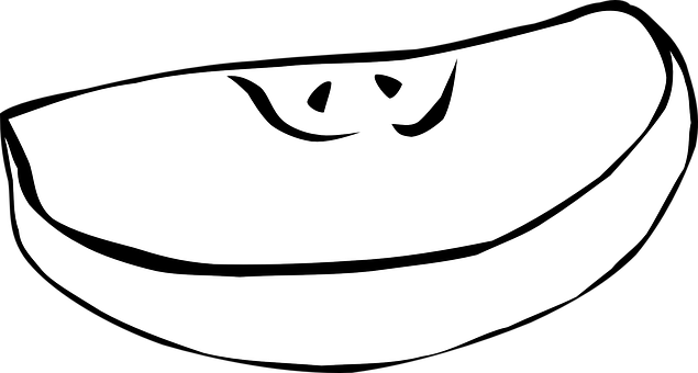 Apple Black And White Apple Slice Vector Clip Art Vectors - Apple Slice Coloring Page (635x340)