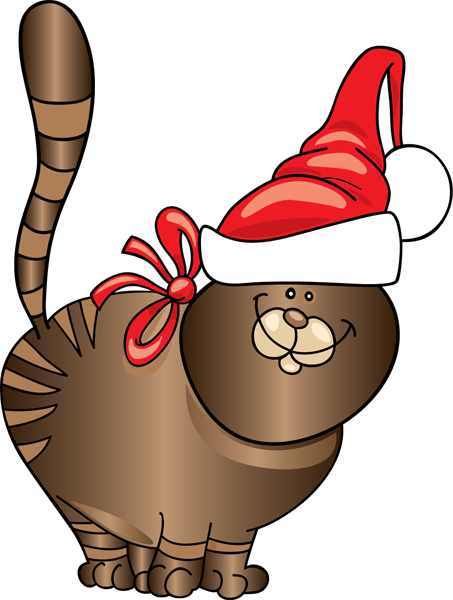 Christmas Cat Clip Art (453x600)