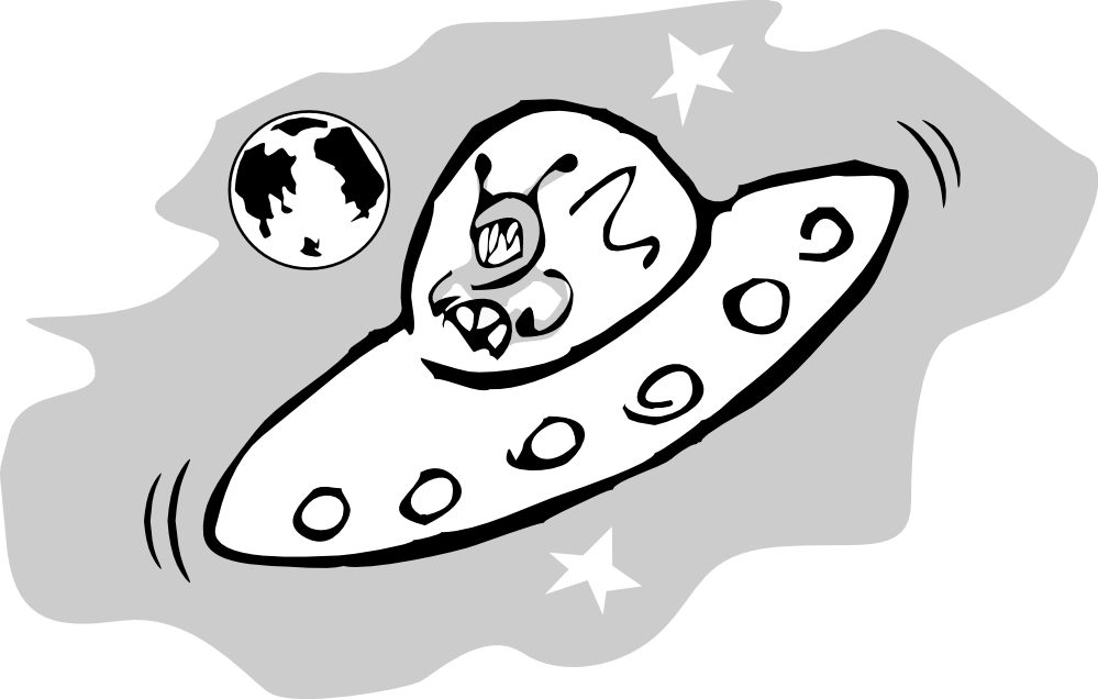» Clip Art » Alien Svg - Black And White Aliens (999x636)