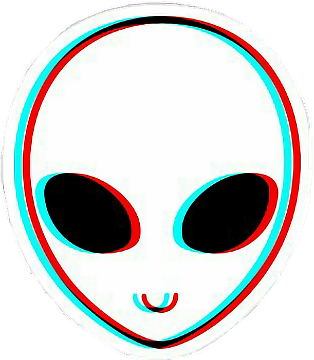 Ftestickers Alien Glitch White Colors Blue Ufo Red - Trippy Aliens (634x700)