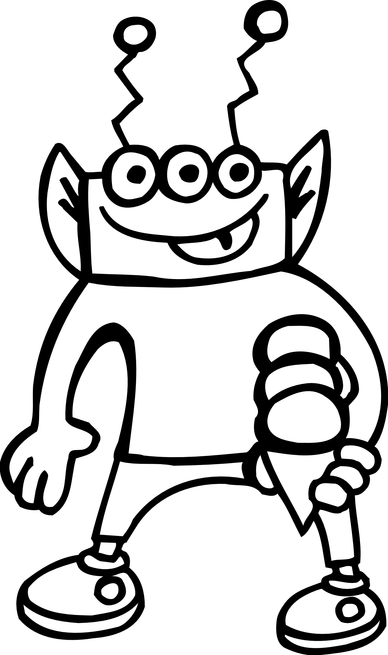 Alien Clipart Black And White - Black And White Cartoon Aliens (1331x2244)