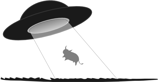 Cow Abduction Black White Line Art 555px - Ufo Abduction Transparent Background (555x294)