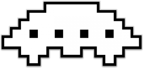Space Invaders Ufo Shaped Sticker - Space Invaders Sprites Png (600x600)