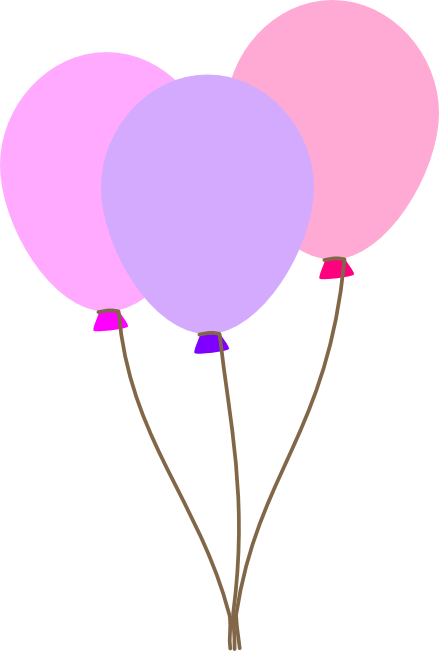 Pastel Balloon Bunch Clipart - Pink And Purple Balloons Clip Art (439x651)