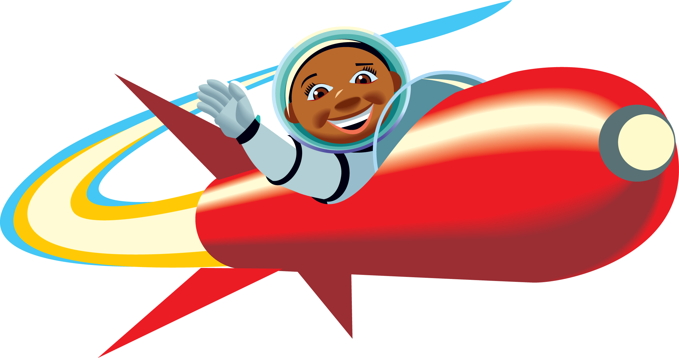 Heavenly Space Ship Clip Art Medium Size - Astronaut In Rocket Clipart (2337x1232)