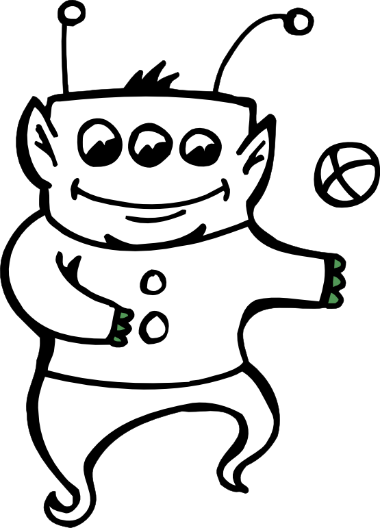 Artfavor Alien 1 Black White Line Art 555px 67 - Alien Clupart Black And White (555x771)