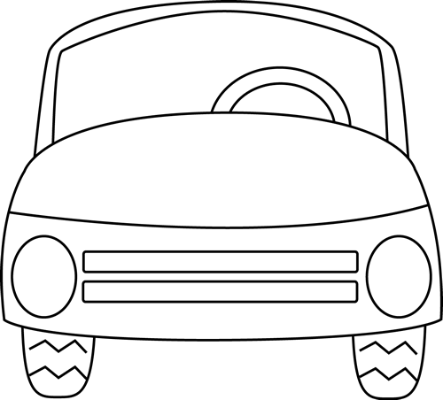 Car - Clipart - Black - And - White - Car Outline White (500x452)