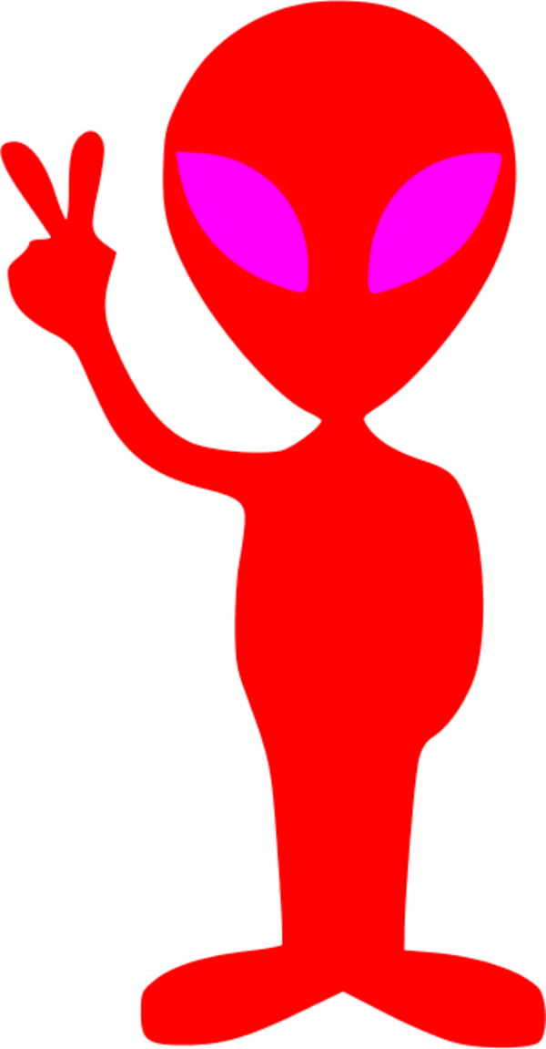 Little Green Alien - Alien Holding Up Peace Sign (600x1151)