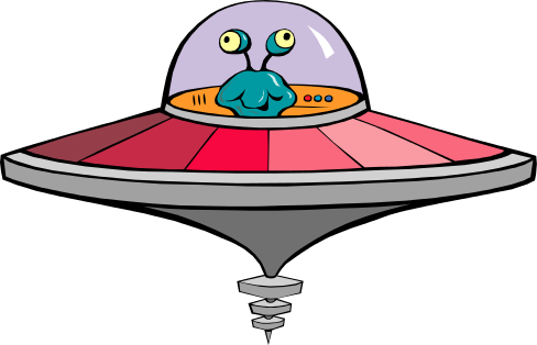 Free To Use Public Domain Flying Saucer Clip Art - Alien In Flying Saucer (488x314)