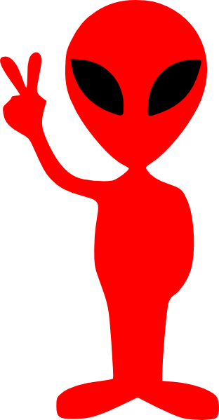 Alien Clip Art - Alien Holding Up Peace Sign (312x599)