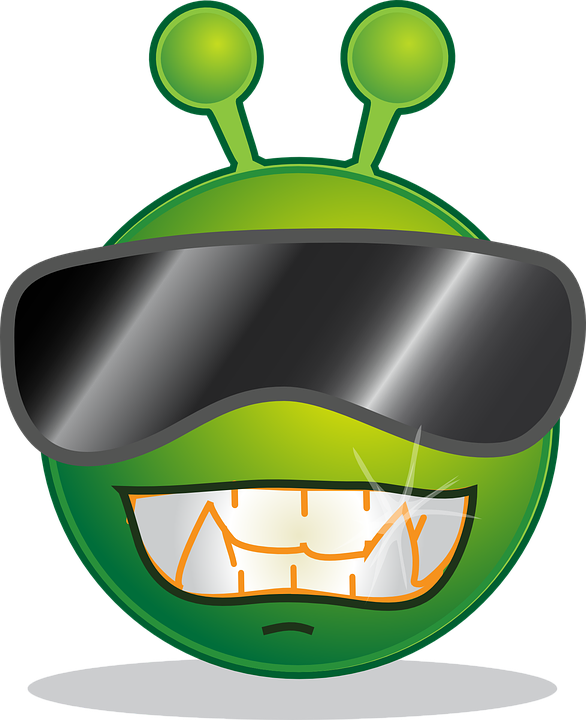 Cool Green, Alien, Face, Cartoon, Smilies, Smiley, - Smiley Alien (586x720)