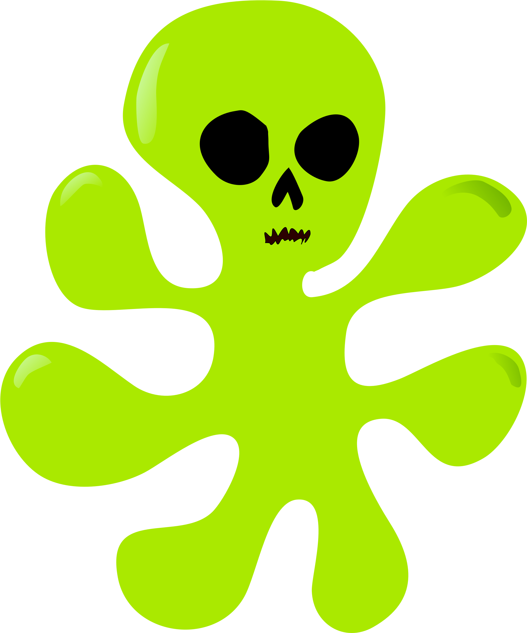 Grin Clip Art Download - Green Six Tentacle Alien Shower Curtain (2400x2400)