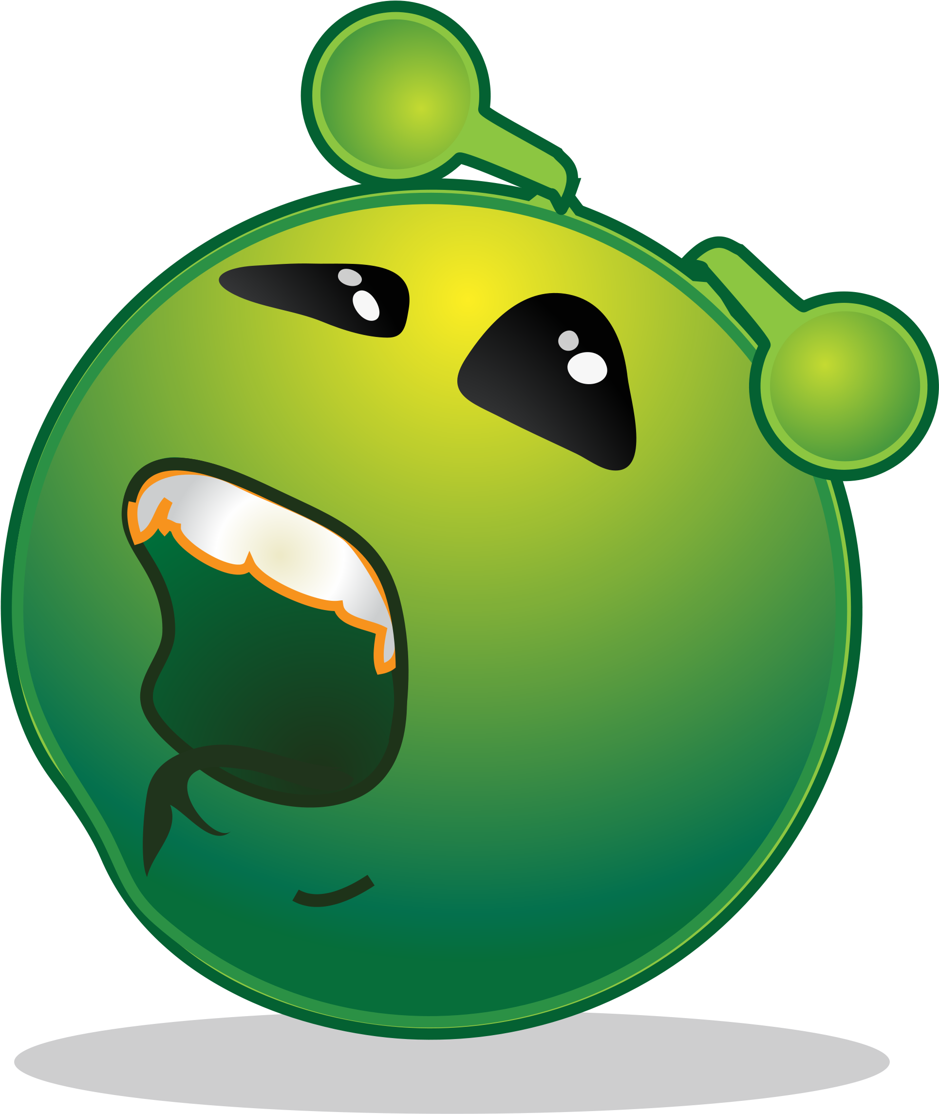 Smiley Green Alien Bored - Sad Alien Clipart (2000x2341)