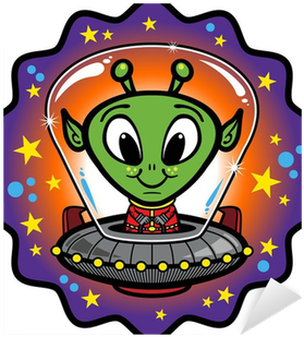 Cartoon Alien In Ufo (400x400)