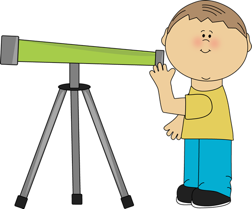 Boy Looking Through A Telescope - Looking Through Telescope Clipart (500x416)