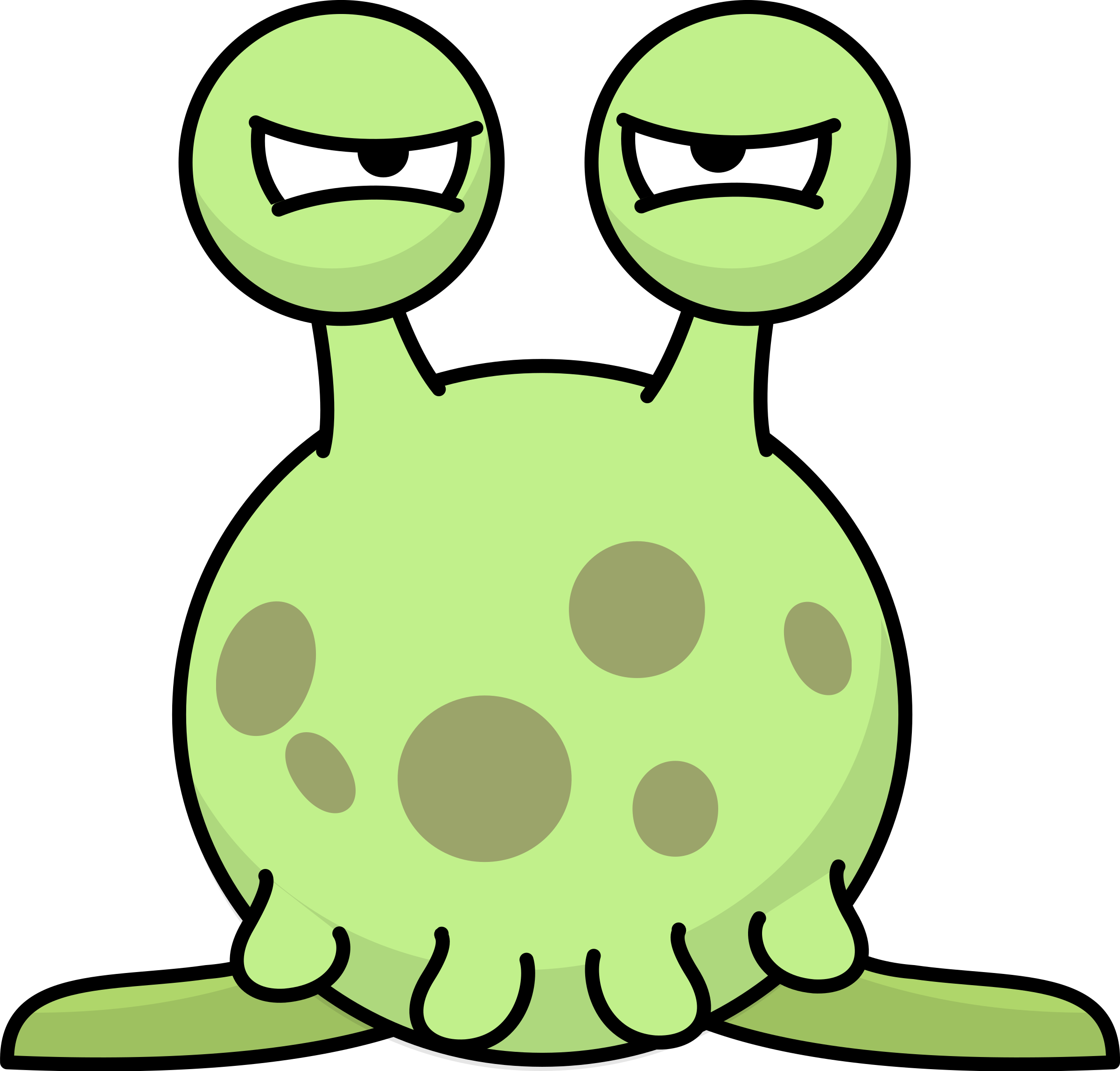 Alien Cartoon Comic Eye Stalks Kids Monste - Alien Png Clipart (2400x2295)
