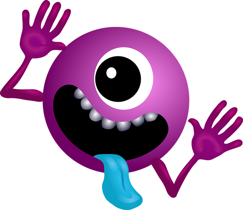 Alien Purple Smiley Monster Cartoon Charac - Hitchhiker's Guide To The Galaxy Planet (834x720)