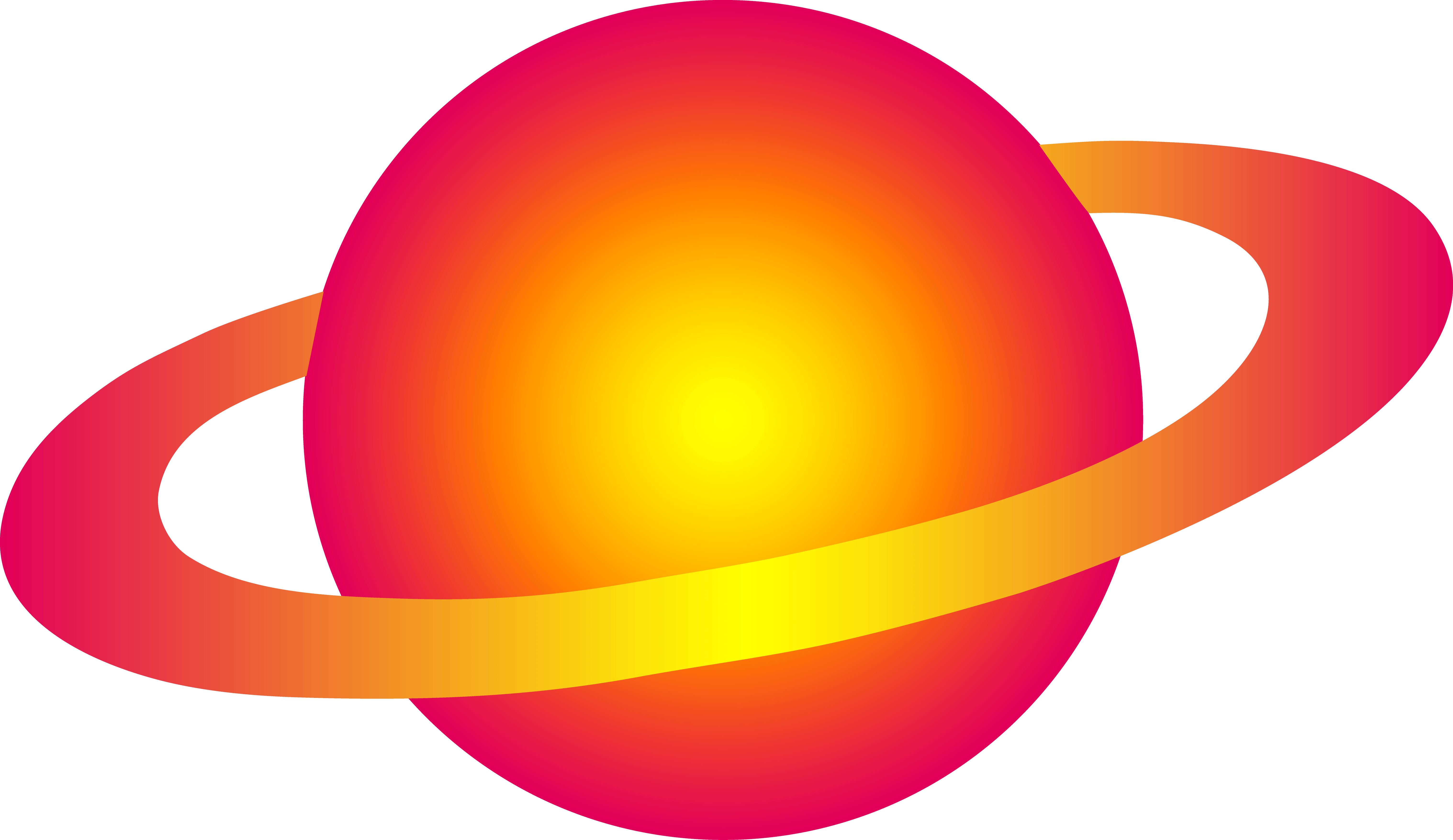 Free Clip Art Of A Neon Yellow And Red Ringed Planet - Outer Space Planets Clipart (6071x3511)