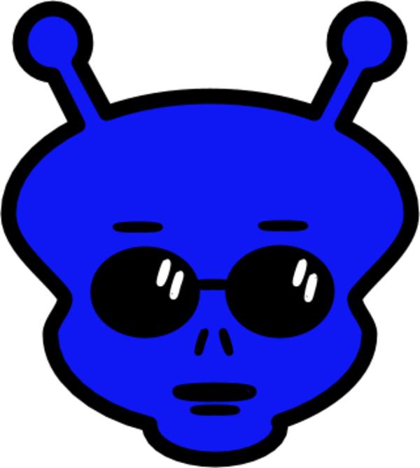 Large Alien Face With Two Horns Clipart - Cool Alien (600x669)