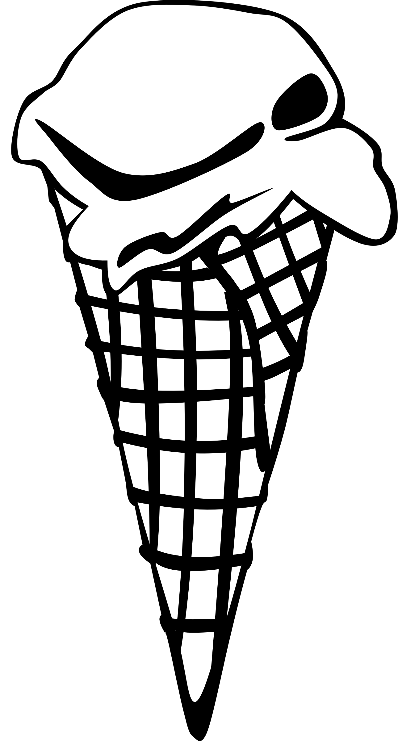 Waffle Cone Clipart Coloring Page - Ice Cream Cone Clip Art (1289x2400)