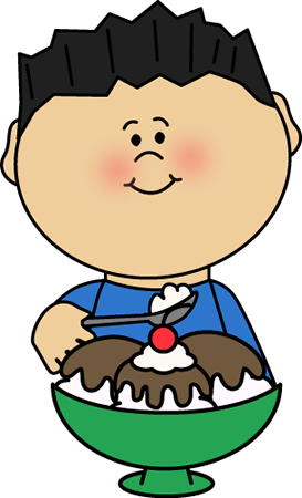 Eating Hot Fudge Sundae Clip Art - Kid Eating Icecream Clipart (273x450)