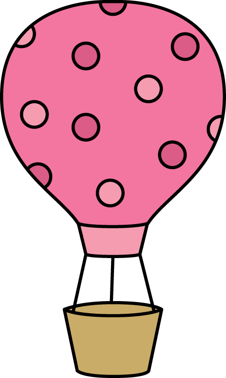 Pink Polka Dot Hot Air Balloon - Hot Air Balloon Clipart (446x747)