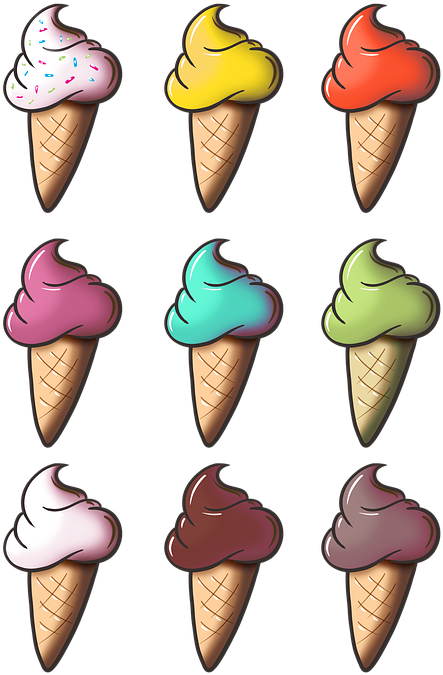 Ice Cream, Cone, Ice Cream Cone, Vanilla, Chocolate - 7 Ice Cream Clipart (556x720)
