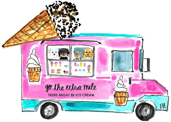 Ice Cream Food Truck Cartoon Illustration - Food Stalls Vector Free (564x564)
