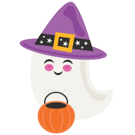 Trick Or Treating Ghost Scrapbook Cut File Cute Clipart - Cartoon (432x432)