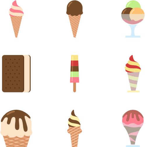 Ice Cream Pack - Ice Cream Flat Design Png (600x564)