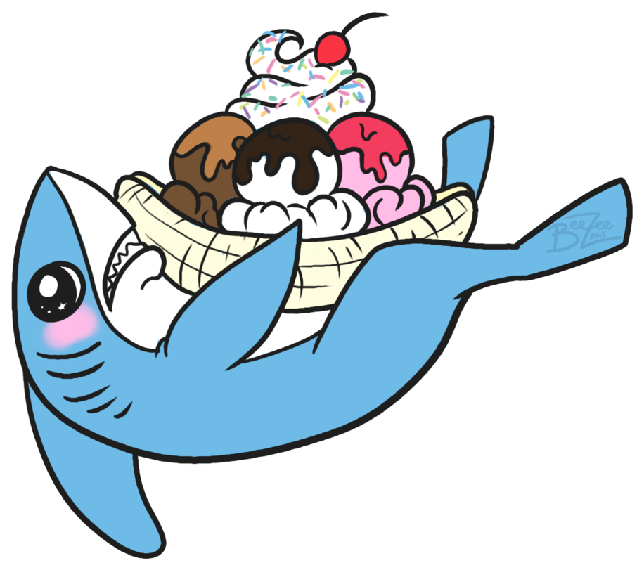 Left Shark Ice Cream = Love By Beezee-art - Shark With Ice Cream (1024x880)