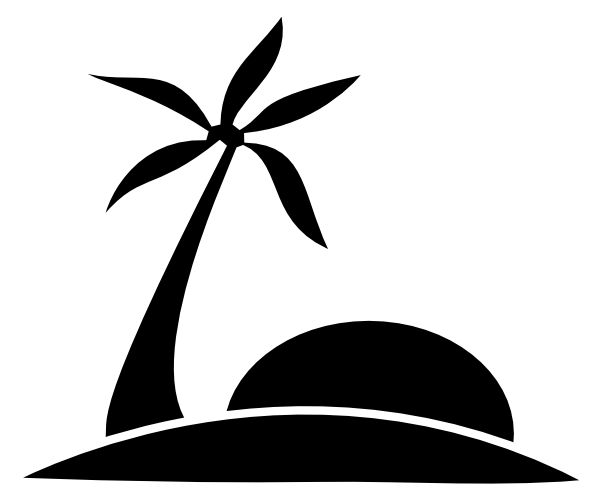 Black And White Sun Clipart - Beach Silhouette Clip Art (600x492)