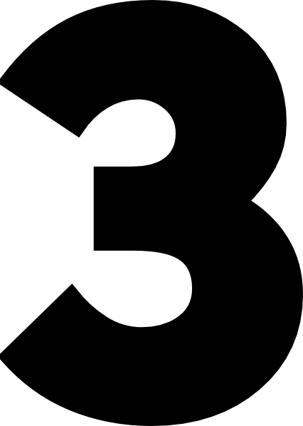 Number Three Clip Art At Clker - Three Clipart Black And White (426x598)