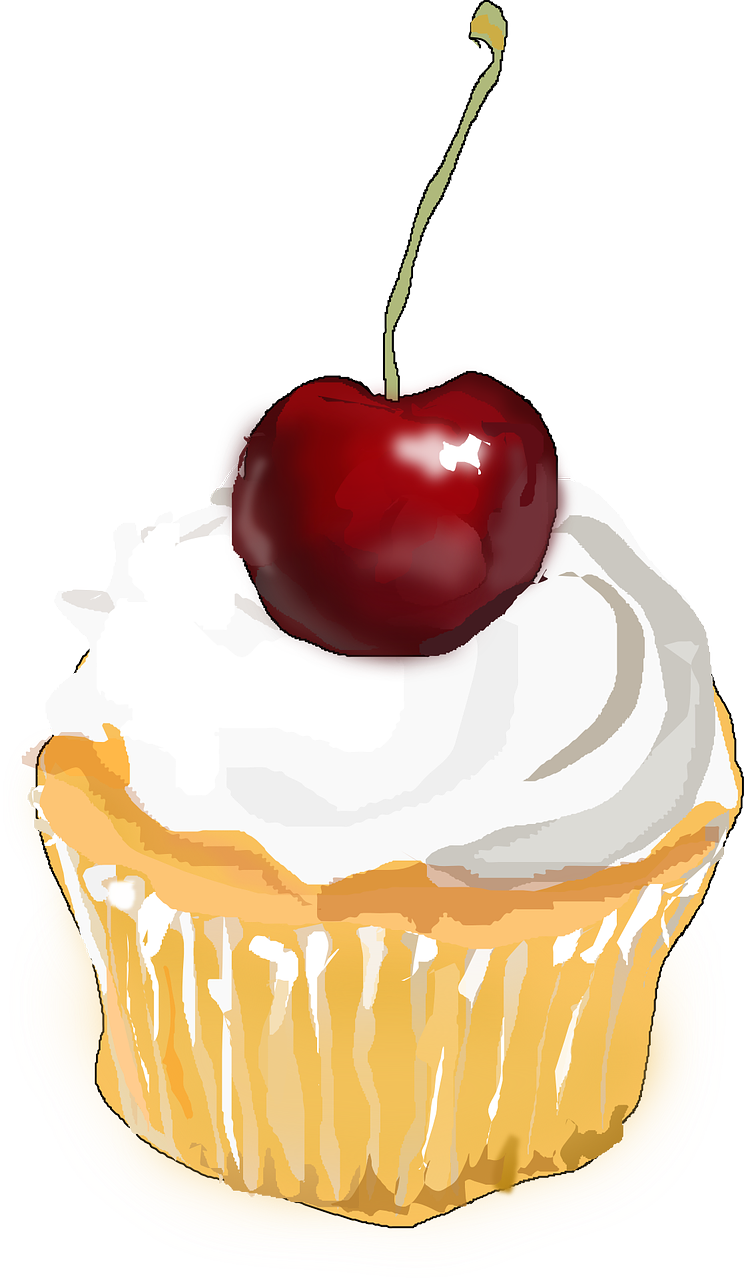Muffin, Cupcake, Tartlet, Cherry, Whipped Cream - Clipart Of Cupcakes Transparent (744x1280)