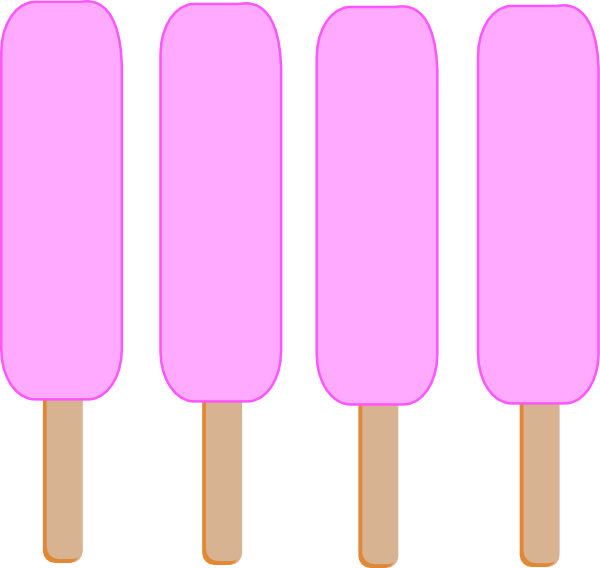 4 Pink Single Popsicle Clip Art - Pink Popsicle Png (600x568)