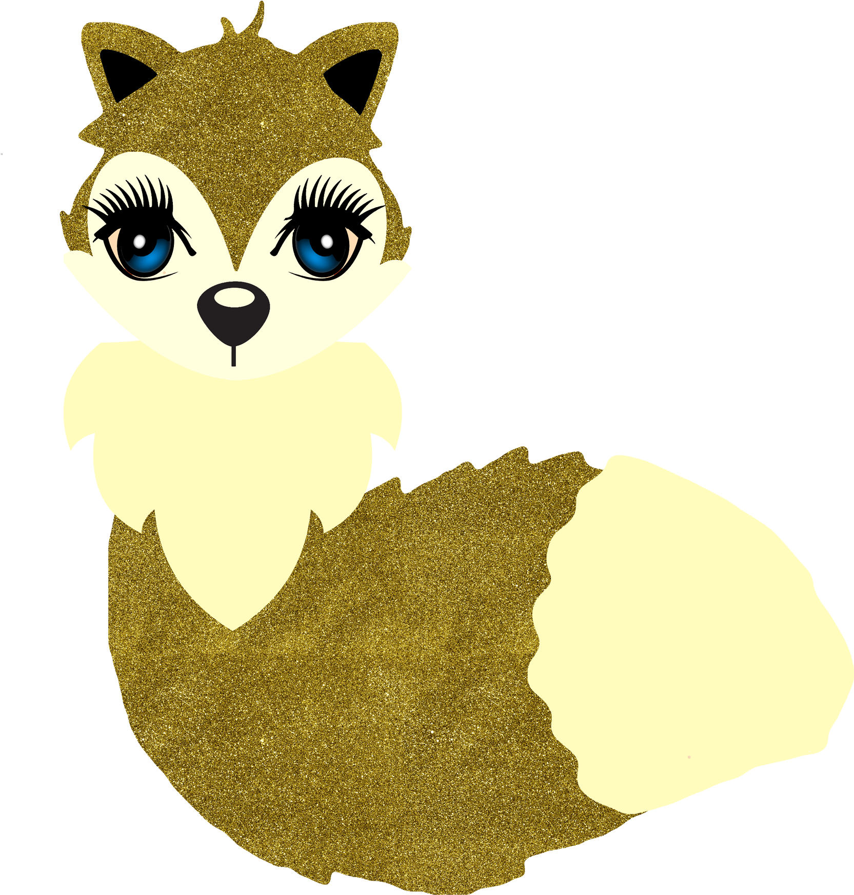 Cute Fox Clip Art - Green (1800x1929)