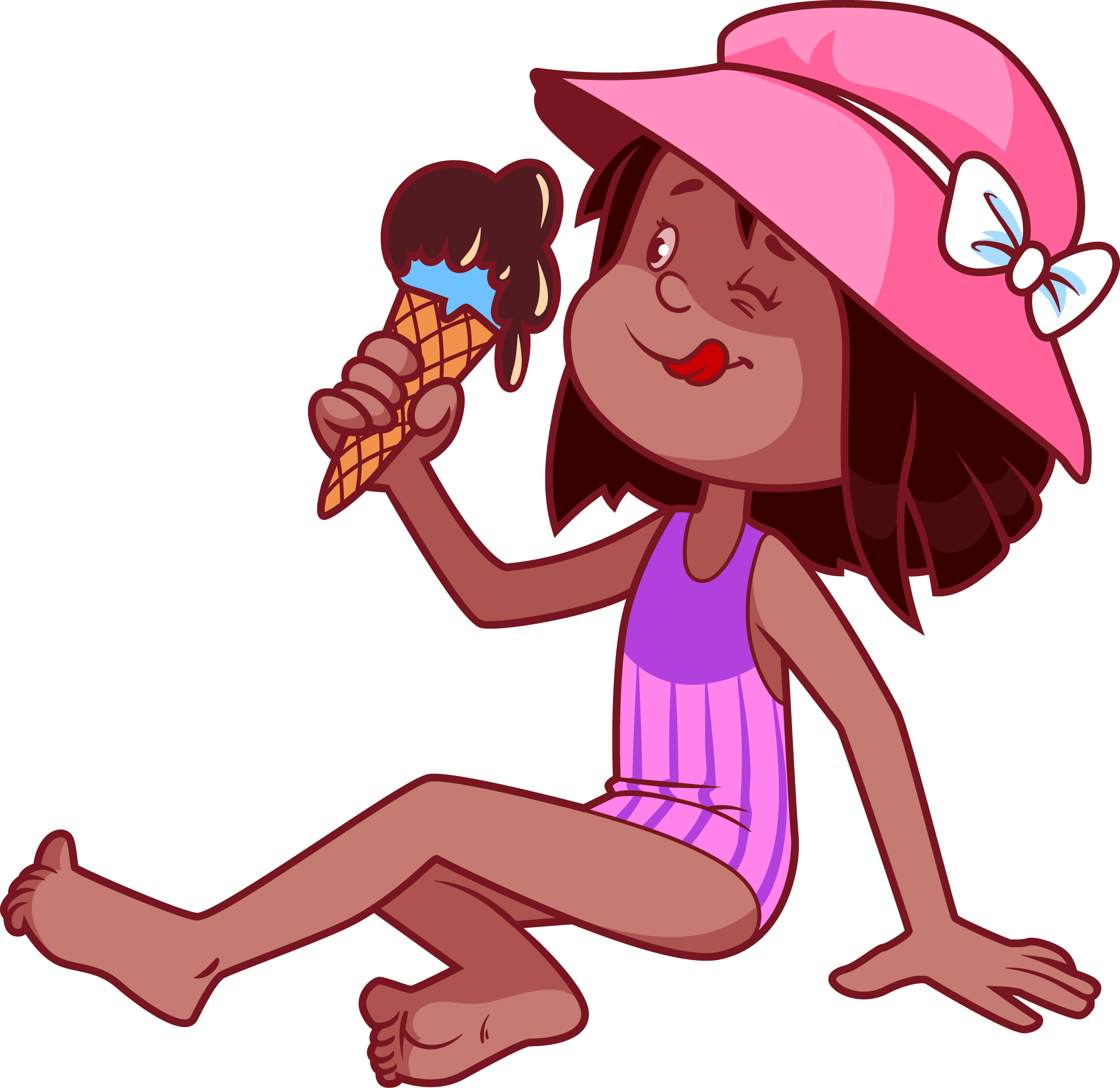 Cartoon Child Clip Art - Kid Eating Ice Cream Clipart (2244x2179)