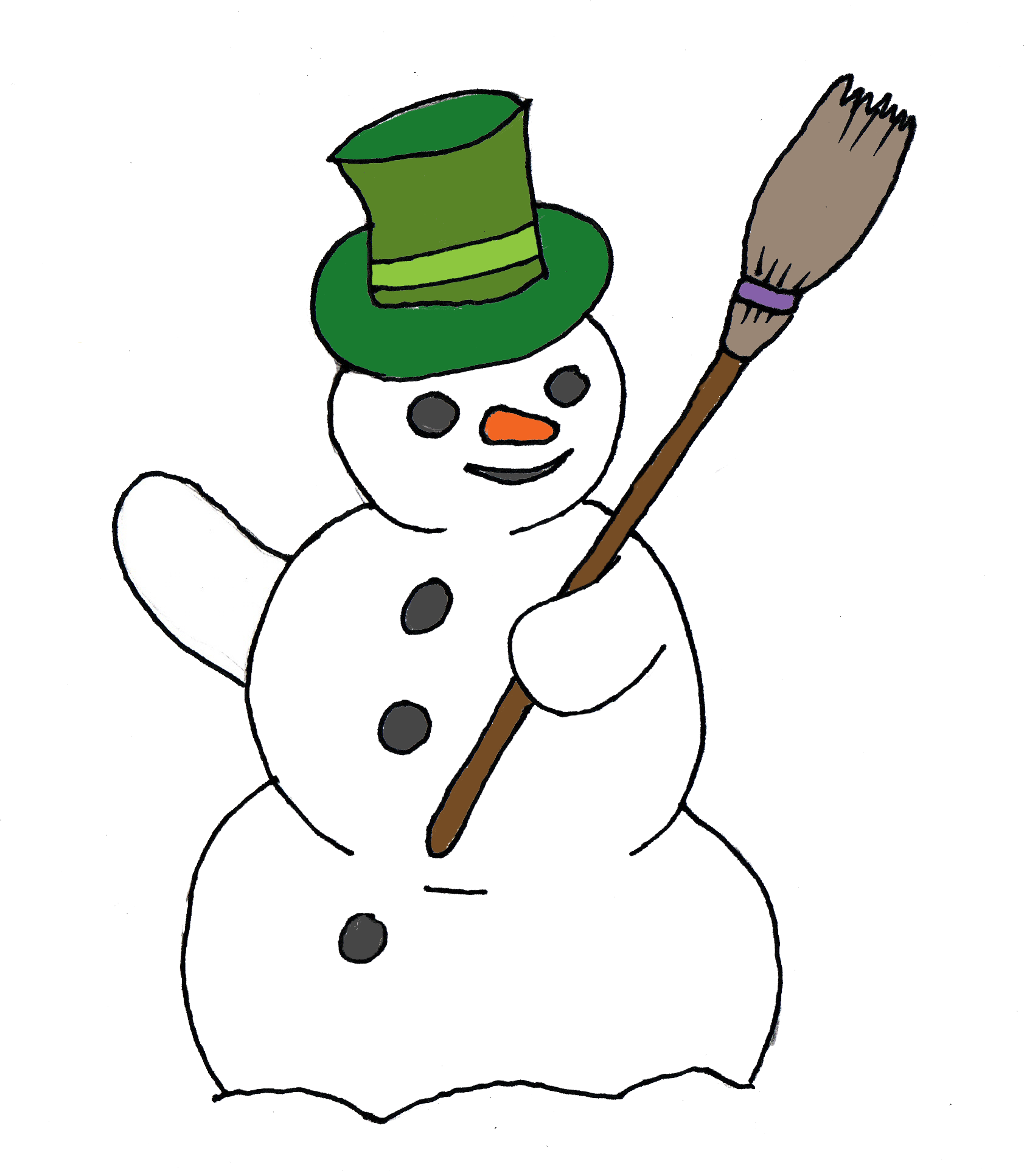 Snowman Black And White Free Snowman Clipart Black - Snowman Clip (1690x1948)