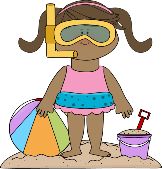 Summer Kids Clip Art - Girl At Beach Clipart (526x550)