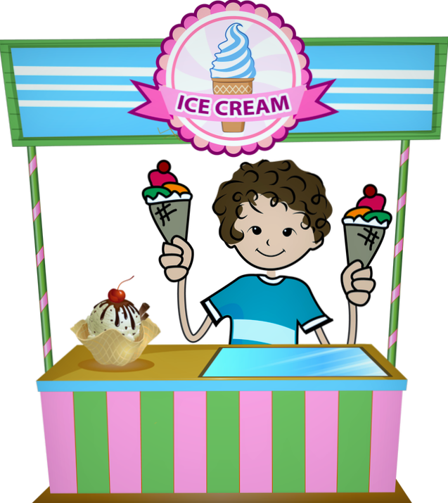Ice Cream Stand Clipart - Ice Cream Maker Clipart (637x715)