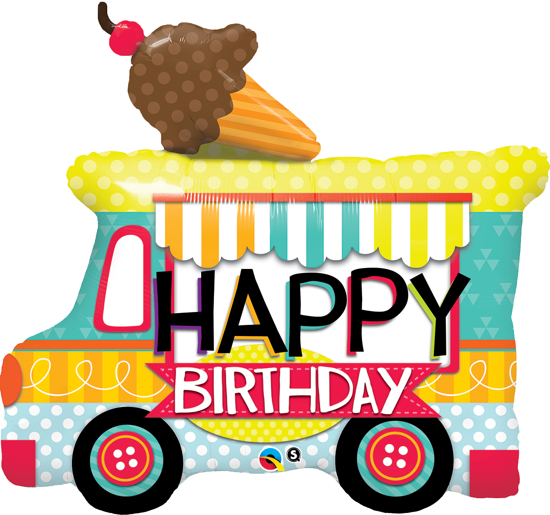 Ice Cream Truck Birthday Balloon - Happy Birthday Food Truck (1077x1007)