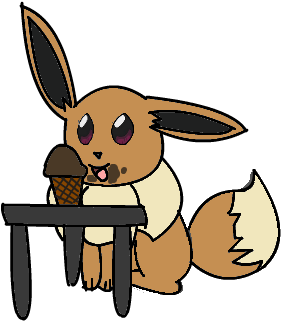 Eevee Eating Ice Cream By Lavenderlily2005 - Eevee Ice Cream Eating (403x378)