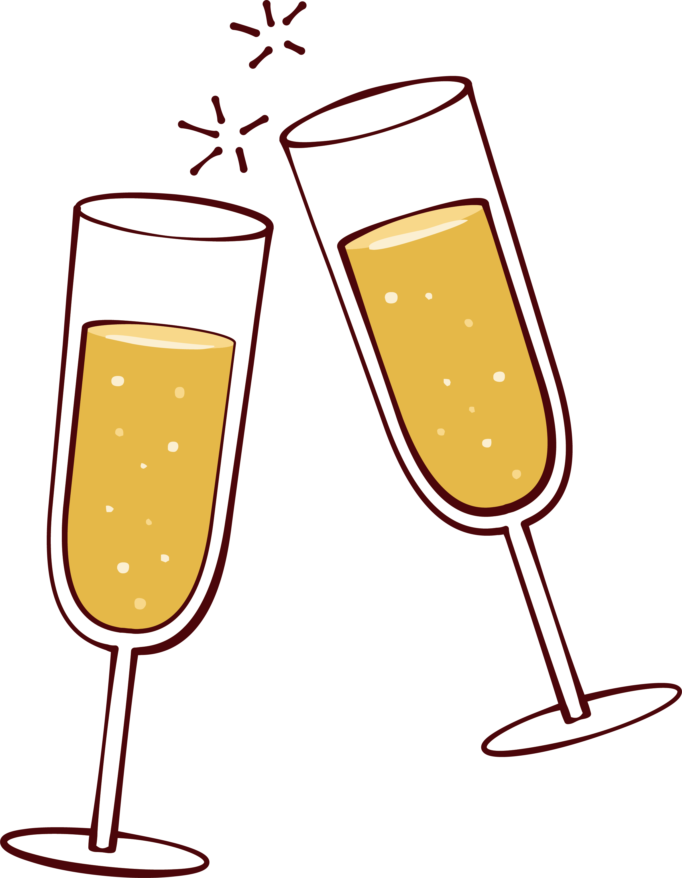 Wine Glass Clip Art - Champagne Cheers Clipart (2393x3078)