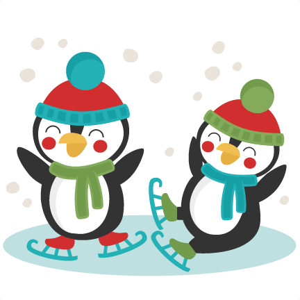 Penguins Ice Skating Svg Scrapbook Cut File Cute Clipart - Ice Skating Cute Clipart (432x432)