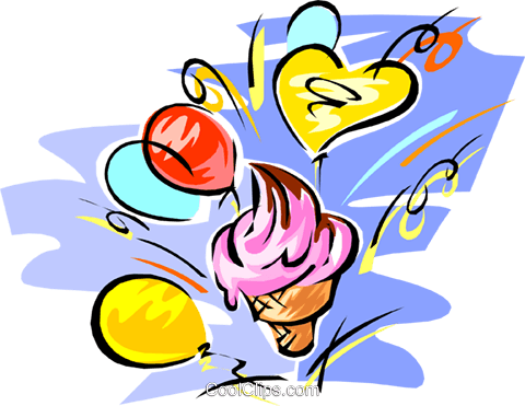 Birthday Party/ice Cream Cone/balloons Royalty Free - Party Planning (480x371)