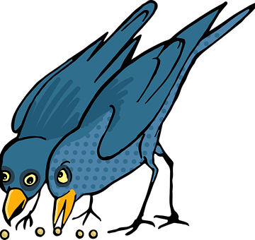 Vintage Sketch Cartoon Animal Nature Polka - Bird Pecking Clipart (360x340)