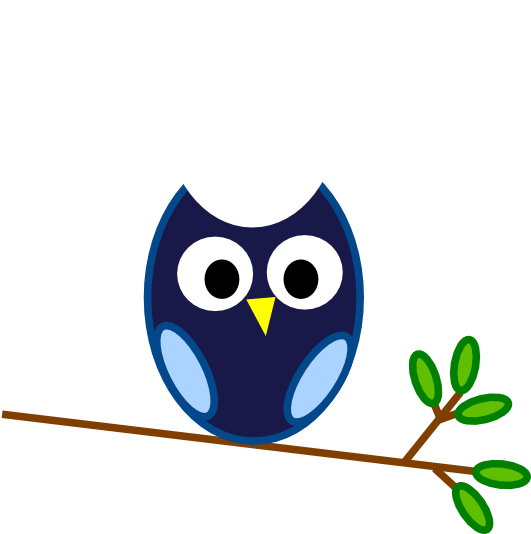 Blue Owl Branch Clip Art At Clker - Owl Clip Art (600x533)