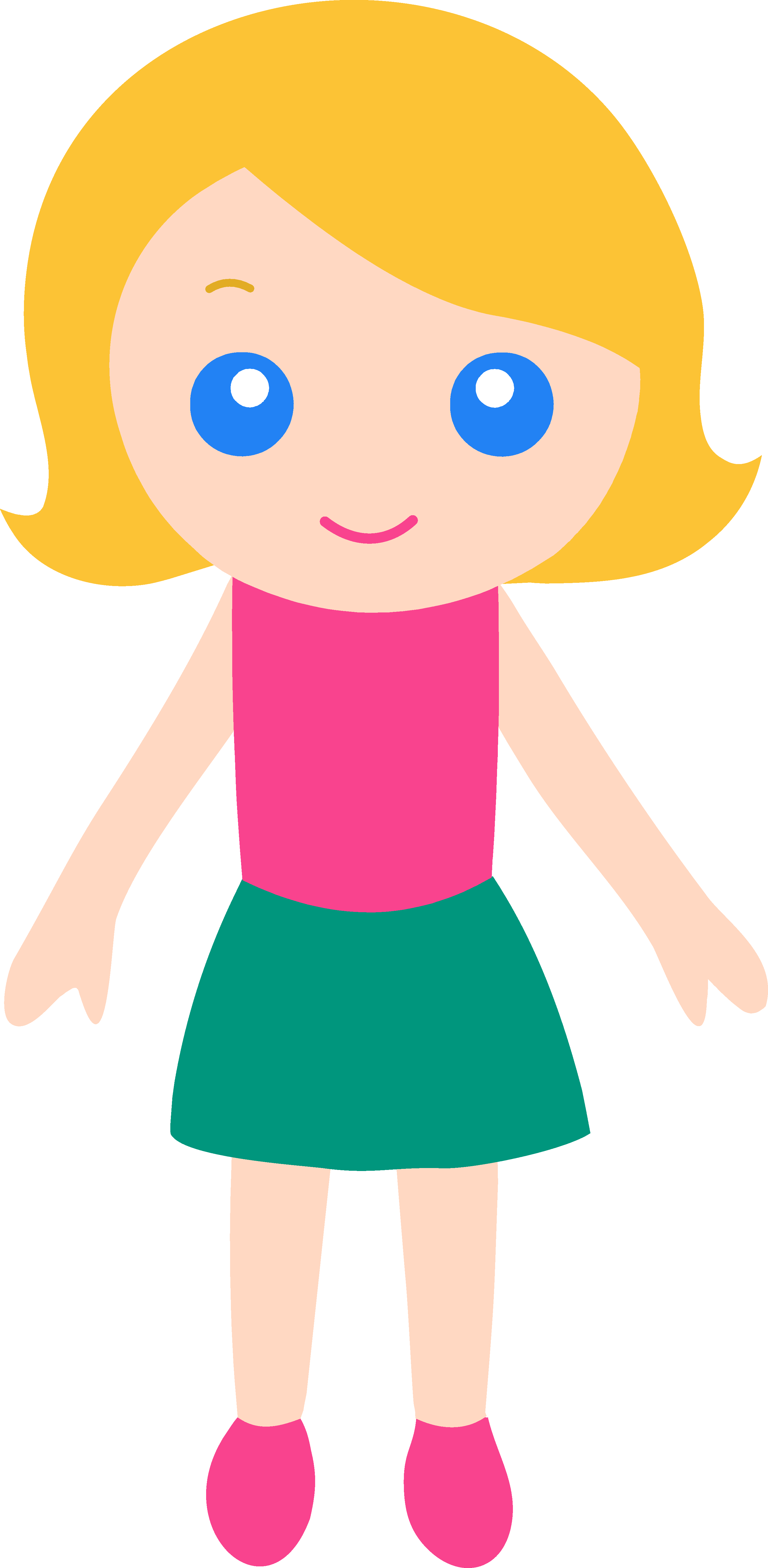 Little Girl Clipart Free Clipartxtras - Cartoon Girl With Blonde Hair And Blue Eyes (2854x5822)
