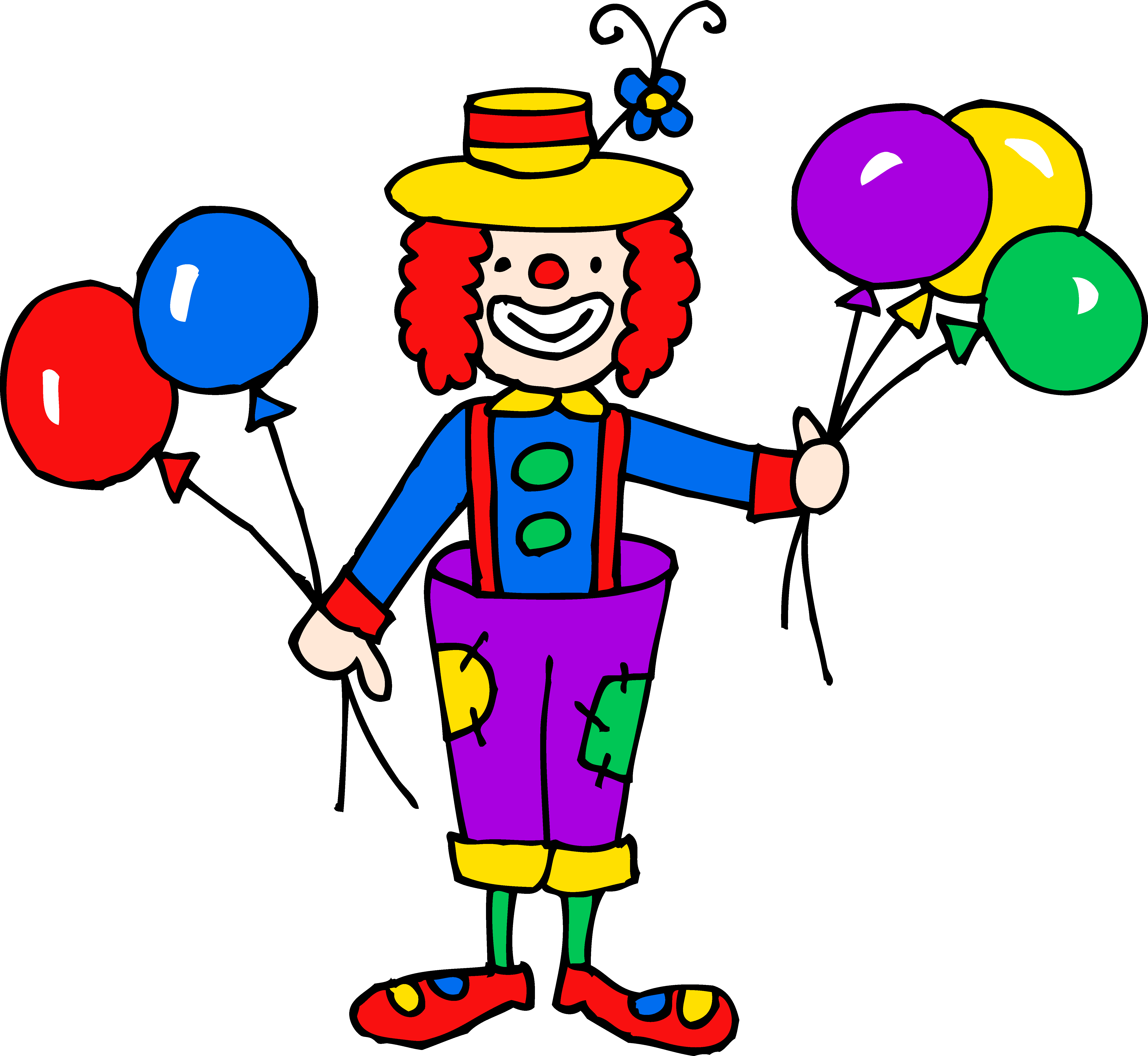 Clown Clip Art - Clown With Balloons Clipart (5891x5418)