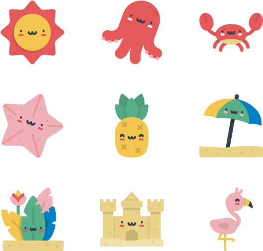Kawaii Summer Characters - Summer Kawaii Png Transparente (600x564)
